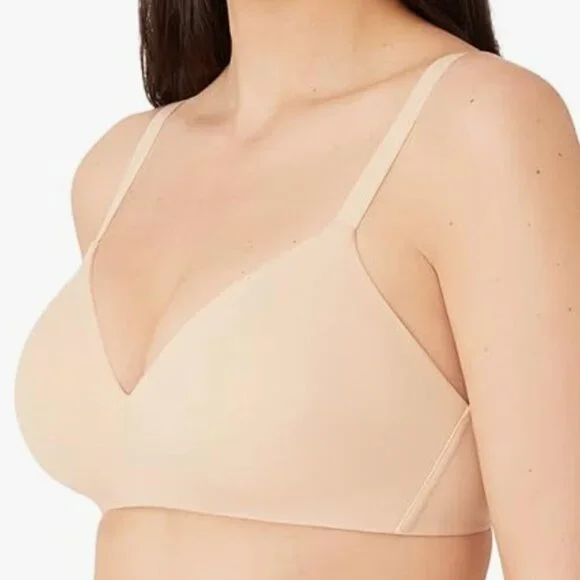NWT Wacoal womens How Perfect Wire Free T-shirt Bra, sand, 30C - Picture 2 of 6